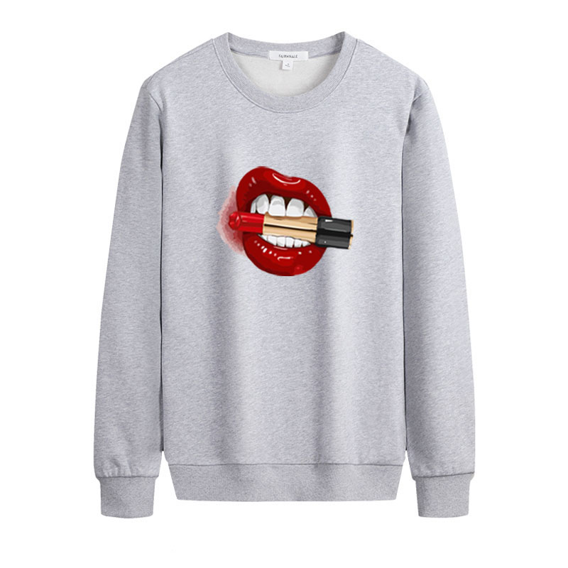 

DIY Sweatshirts Men Women Fashion Sweatshirts 2020 New Arrival Mouth Printed Hip Hop Style Hoodies Casual Pullover Tops, Black