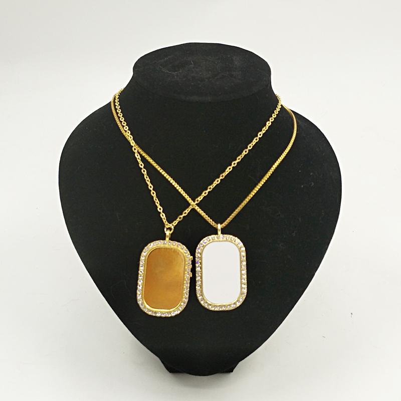 

50pcs/lot Sublimation Alloy Necklace Printable Pendant With Chain DHL