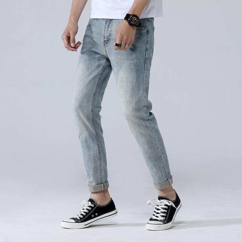 

2020 New Designed Men Slim Denim Vintage Jeans Light Blue Man Jean Retro Style Male Casual Denim Pants Fashion Quality Trousers, Vintage blue
