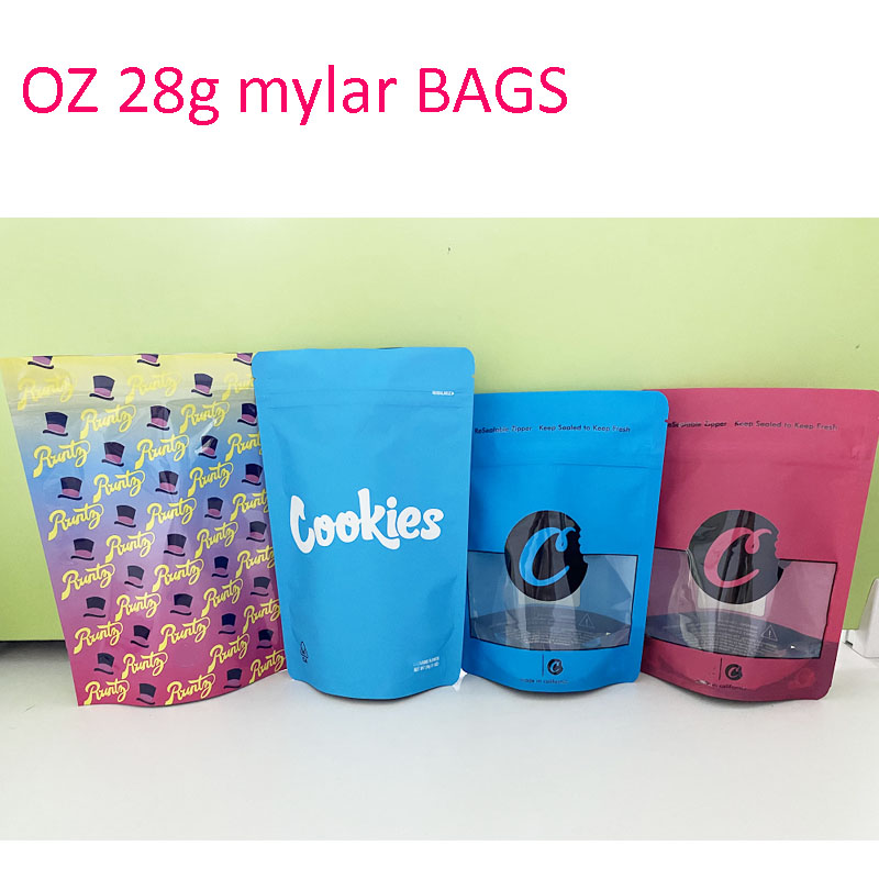 

RUNTZ blue coolkies oz mylar bag smell proof oz customizable bags ziplock packaging 3.5g 7g 14g 28g smell proof custom baggies