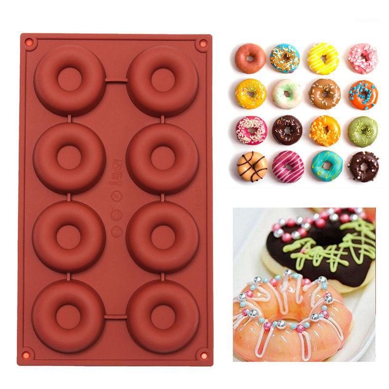 

LINSBAYWU 1 pcs 8\18-Cavity Donut Doughnut Baking Mold Cake Chocolate Candy Soap Silicone Mould Free shipping1