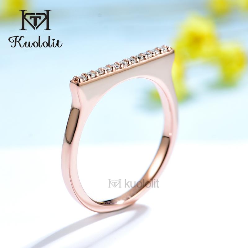 

Cluster Rings Kuololit Solid 18K 14K Rose Gold Moissanite Bubble Ring For Women Solitaire Matching Wedding Diamond Bands Engagement Christma, Golden;silver