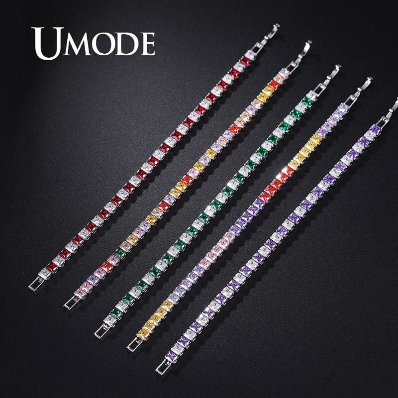 

UMODE Muti Colors Tennis Bracelets & Bangles Cubic Zirconia Wedding Bracelets Women Accessories Wholesale Jewelry Lots UB0178AX