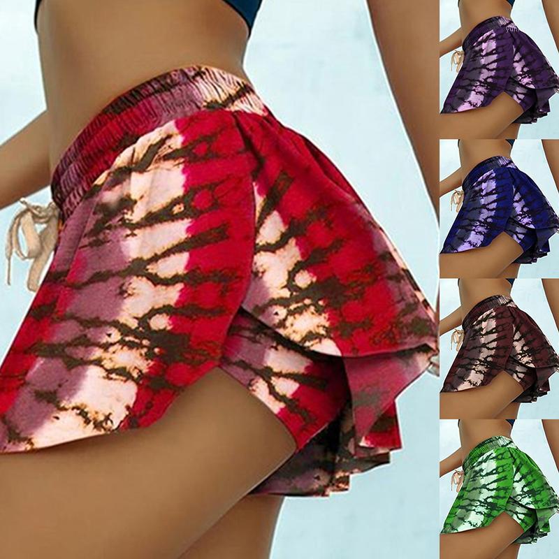 

Women' Yoga Skirt Pants Printed Shorts Running Fitness Shorts Fake Two Piece Swim Trunks1, Red