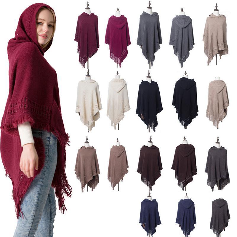 

Women Winter Scarf Black Hooded Ponchos and Capes Thick Warm Shawls and Scarves Femme Outwear Knitted Pullover Hooded Shawl1