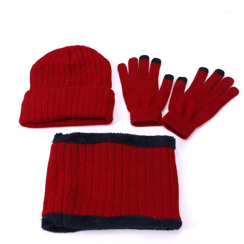 

Beanies Hats Scarf Touch Screen Gloves Set Knitted Thicken Men Women Cap Bib Gloves suit Unisex 3Pcs New Winter Warm Men's Hat1