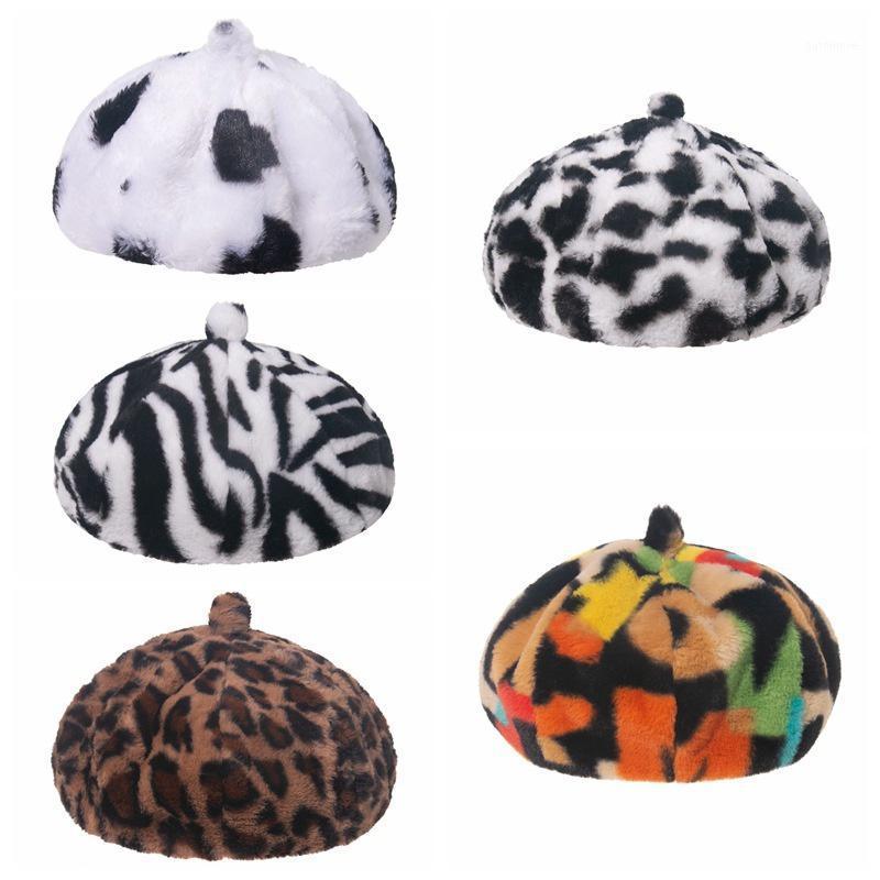 

New Outdoor Multicolor Faux Fur Bucket Hats Women Winter Soft Warm Hat Beret Hat1