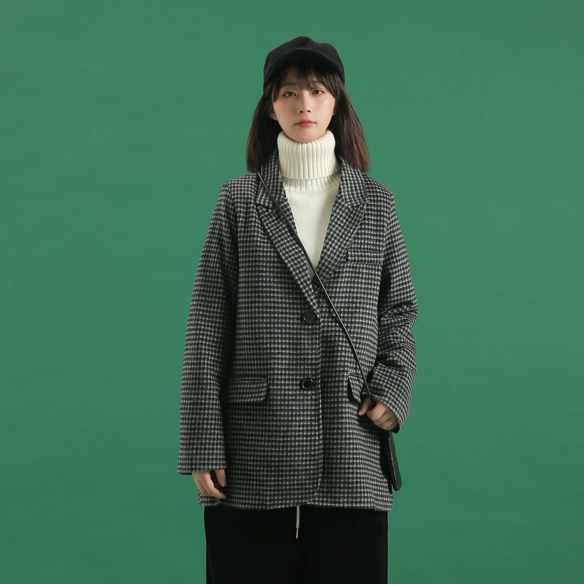 

2021 Plaid Women' Jackets Winter New Warm Thickened Woolen Coats Woman Casual Oversize Jacket Classic Clothing G6zp, Black