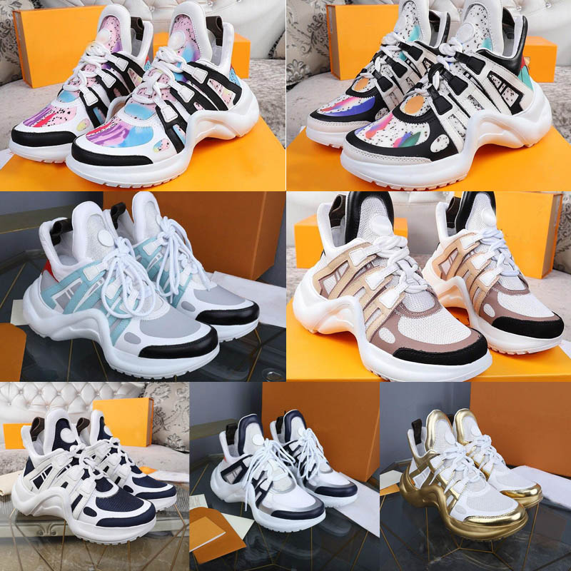

2021 Hot fashion designer casual dad shoes block archlight genuine Leather sneakers mesh Black breathable Bow high sole platform shoe 75a25