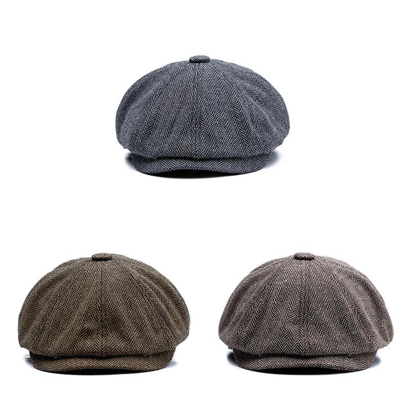 

Classic Retro Herringbone Newsboy Cap Gray Brown Octagon Cap Breathable Pumpkin Hat Gatsby Flat Caps Elegant Beret NZ159