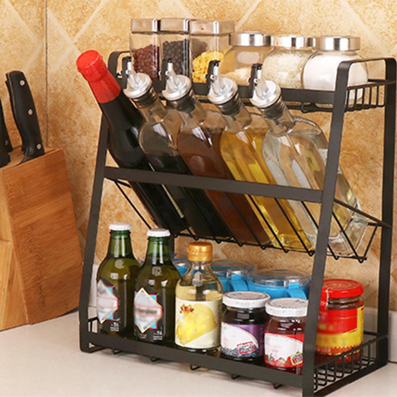 

Creative Multipurpose Storage Rack Kitchen Spice Sauce Storage Cabinet Stand Bedroom Three-layer Racks Stackable