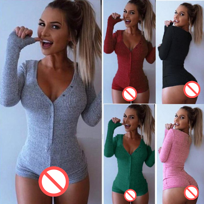 

Womens Sexy Jumpsuits V Neck Bodycon Sweater Tops Girls Bodysuit Playsuit Ladies Short Rompers Sleepwear Nightwear Jumpsuit Knitwear Right, Black