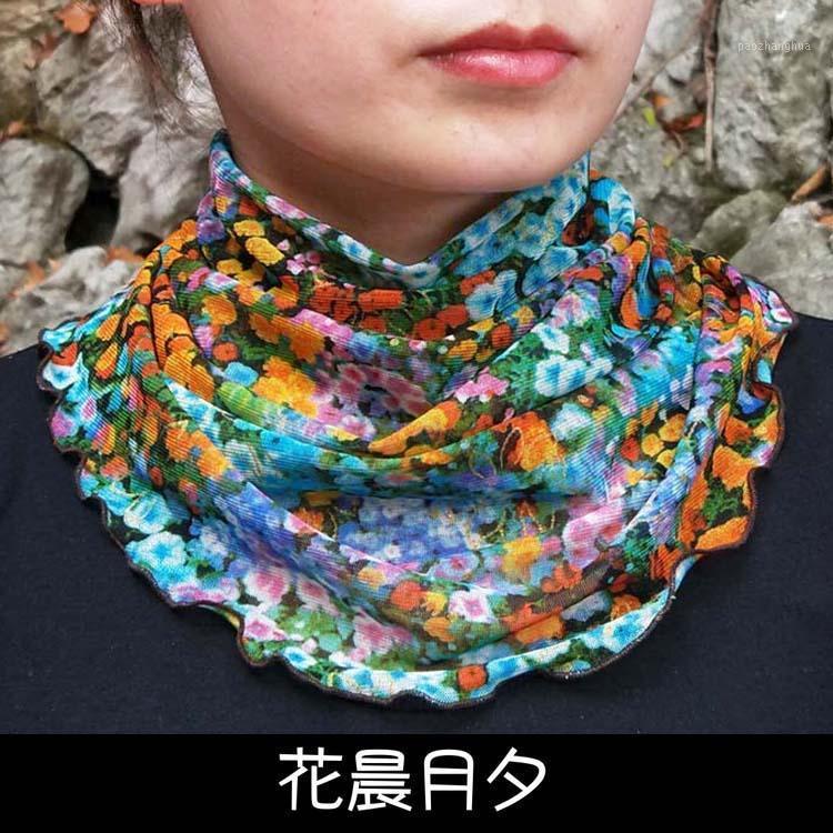 

Fashion Warm Women Flower Loop Silk Scarf Female Small Rose Print Ring Scarves Infinity Shawl Wrap, Blue;gray