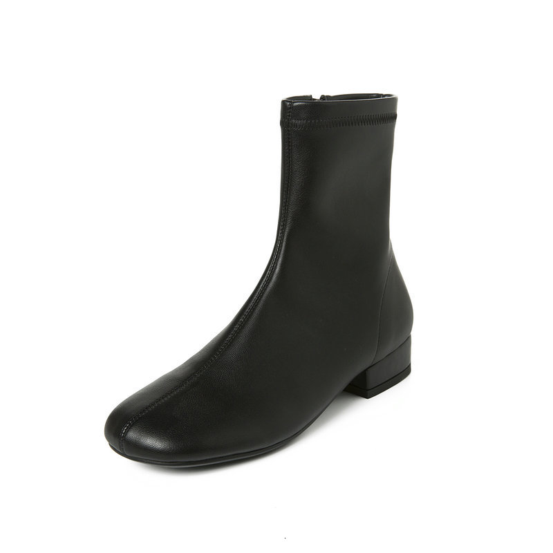 

2021 New Genuine Leather Winter Autumn Women Square Heel Ankle Boots Casual Outdoor Lady Ladies Shoes Jth0, White