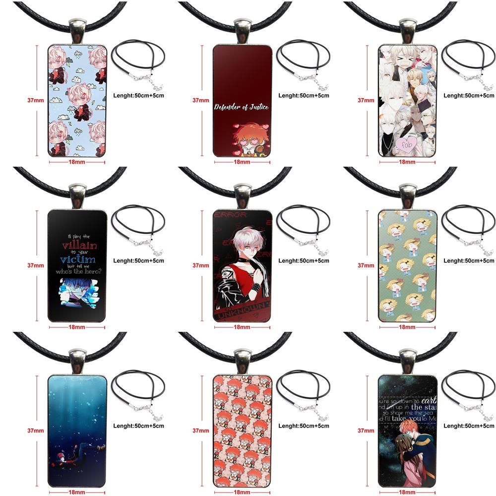 

Japan Mystic Messenger For Girls Best Gift Glass Cabochon Pendant Necklace Rectangle Fashion Necklace