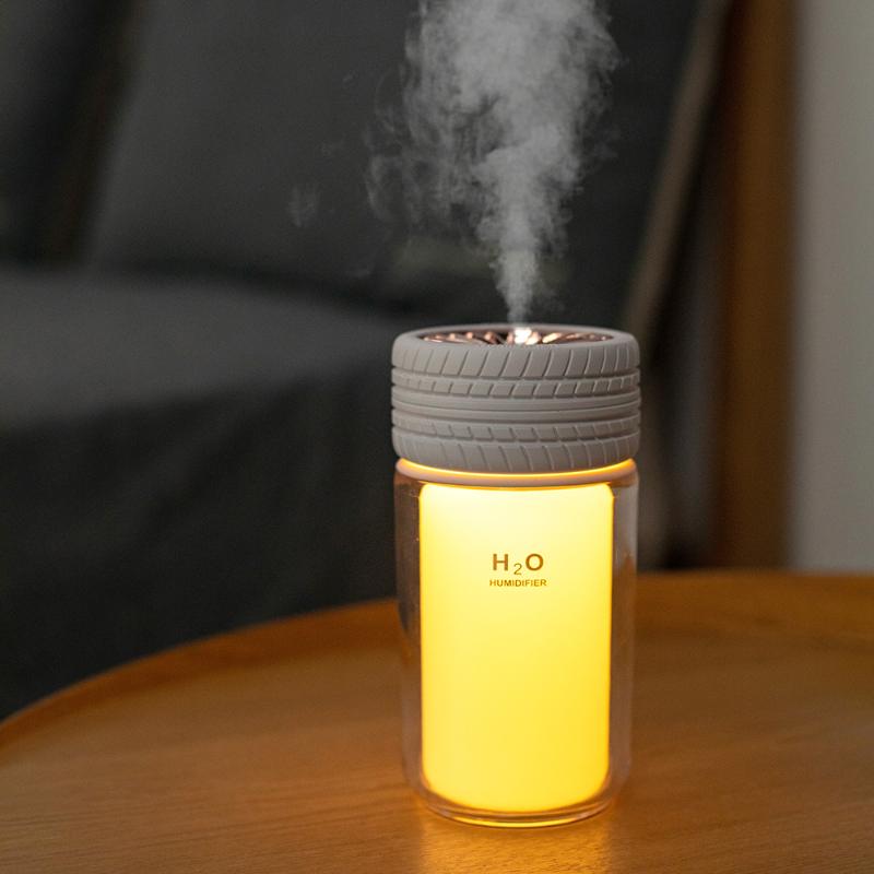 

250ml Humidifier USB Ultrasonic Tire Aroma Oil Diffuser Cool Mist Maker Air Humidifier with Colorful Romantic Light for Home Car