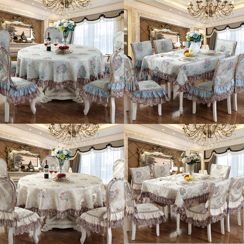 

Luxury Lace Tablecloth Chair Cover Table Flag Exquisite Relief Embroidery Round\Rectangle Table Cover christmas cloth, European