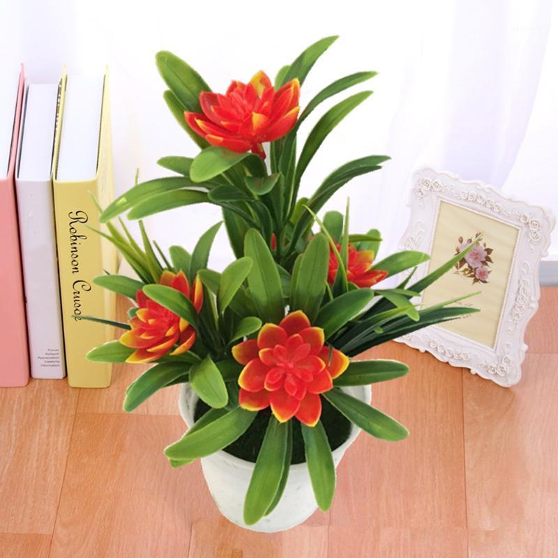 

Artificial Fake Lotus Flower Potted Plant Bonsai Home Balcony Office Desktop Garden Wedding Party Decoration Scene Layout1, Xq2979