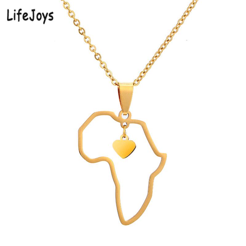 

Gold Africa Map Necklace Heart Map Of Africa Pendant African Necklace Ethnic For Women Men Stainless Steel Jewelry Ladies Gifts