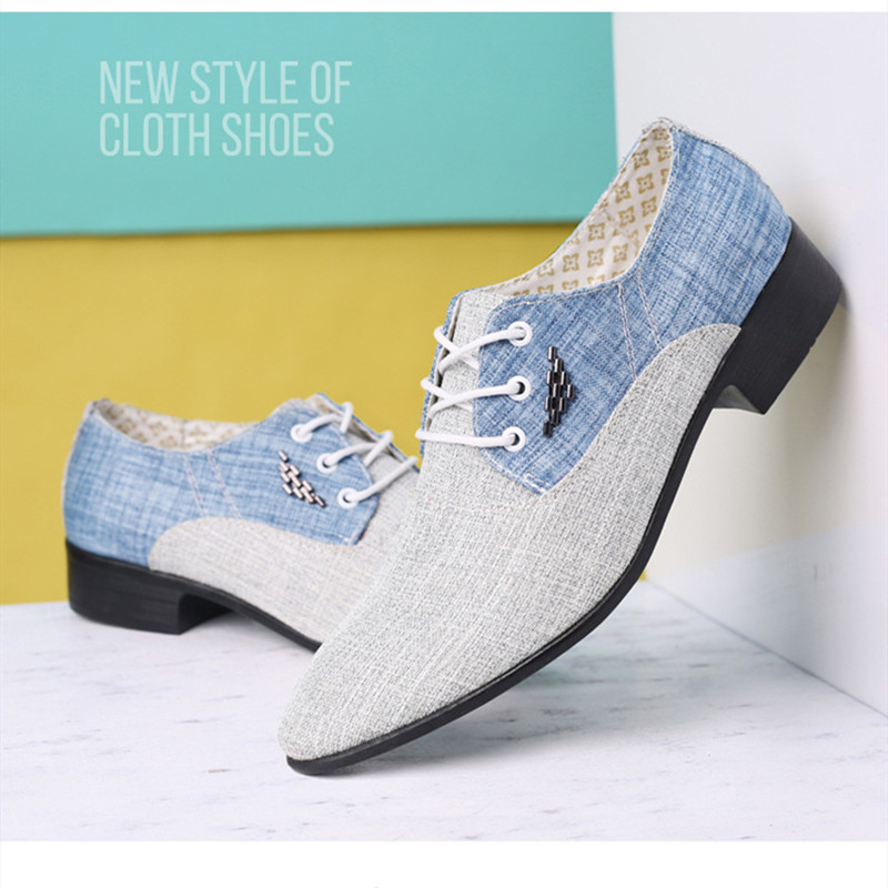 

2020 Mens Canvas Pointed Shoes Dress Wedding Canvas Casual Flats Shoes Formal Men Loafers, Black