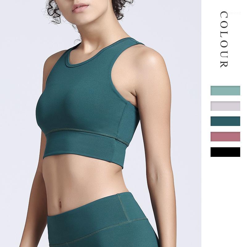 

2020 Sexy Sports Bra Solid Back Yoga Tank Top Women Fitness Push up Gym Shockproof Seamless Shirt Running Workout Fast Dry Vest1, Black