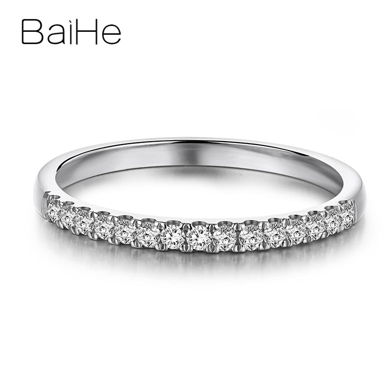 

Cluster Rings BAIHE Solid 18K White Gold 0.15ct/0.22ct/0.26ct Round Natural Diamond Wedding Gift Women Trendy Fine Jewelry Unique Ring