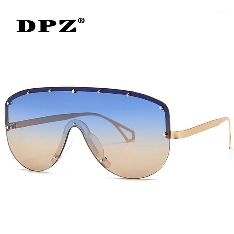 

Sunglasses 2021 Goggle Women Men Integrated Retro Vintage Oversized Blue UV400 Shades1