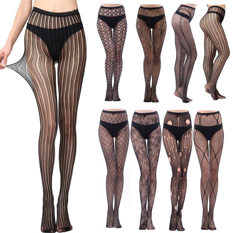 

Women Girl Hollow Out Mesh Long Pantyhose Stocking Sexy Erotic Temptation Tights Lingerie Lady Striped Party Bodystocking 2020, 1pcs style 6