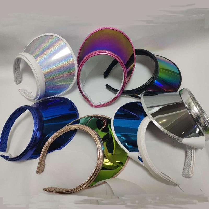 

2020 New Summer Women Men Sun Hat Candy Color Transparent Empty Top Plastic PVC ja Sunshade Hat Visor Caps Bicycle Sun, Black