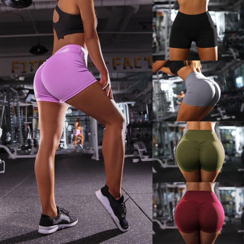 

Hot Sale Women Summer Short Pants Gym Fitness Workout Waistband Skinny Solid Yoga Sports Stretch Shorts1, Black
