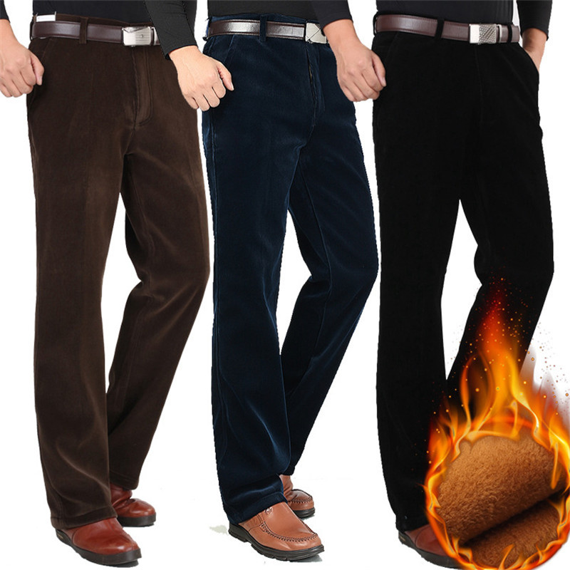 

Trousers Men's Plus Thick Section of High-waisted Loose Stretch Corduroy Straight Hot Pants Gi9k, Sapphire blue.