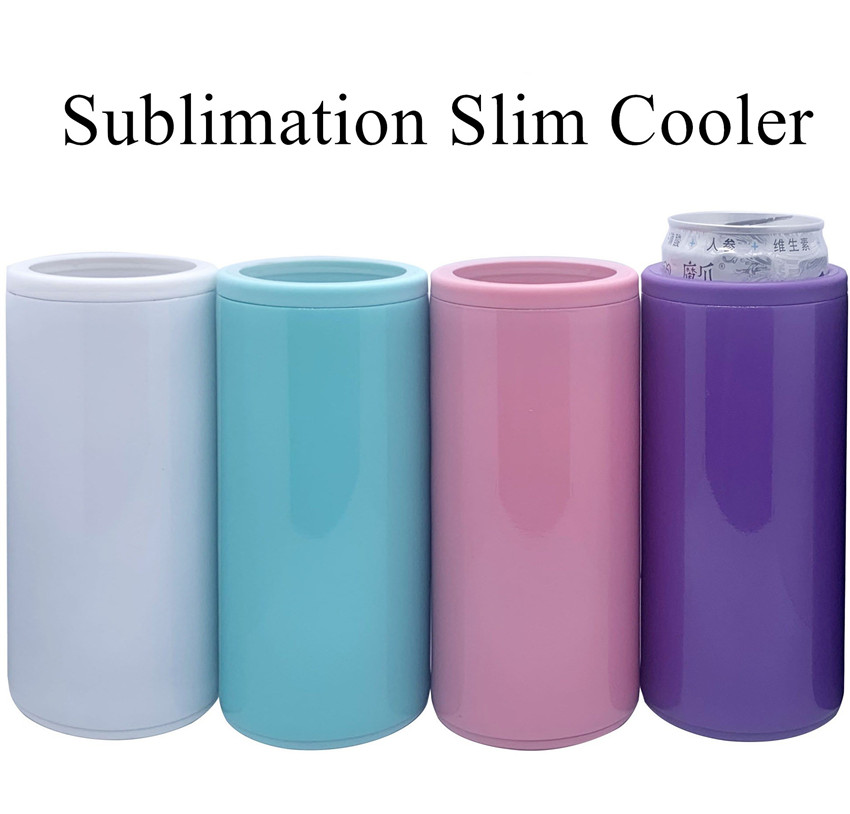 

12oz Sublimation Slim Cooler Double Wall Straight Coolers Copper-plated Cold Storage Tank Multicolor Keep Cold Holder Vacuum Can Holder A02, Multi color