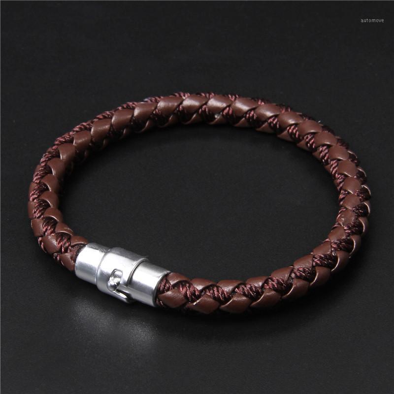 

Fashion Men Bracelet Jewelry Brown Color Braided Leather Stainless Steel Magnetic Buckle Charm Bracelet Bangle for Men Gifts1