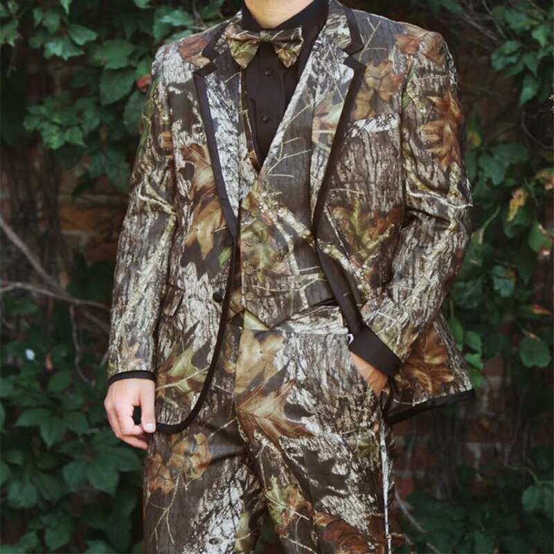 

Fashion Camouflage Men 3 Piece Suit Wedding Tuxedos Groom Tuxedos Notch Lapel Two Button Men Dinner Prom Blazer(Jacket+Pants+Tie+Vest) 805, Same as image