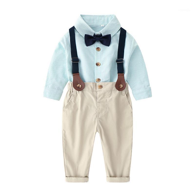 

2021 Spring Children Clothing Sets 1-8 Years Kids Clothes for Boys Long-Sleeved Shirt +Overalls Two-Piece Set Student Uniform1