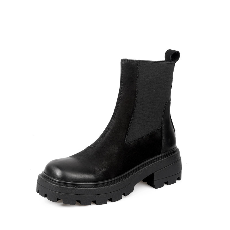 

2021 New Genuine Thick Heels Toe Colors Mixed Ladies Shoes Winter Boots for Woman 5325, Brown.