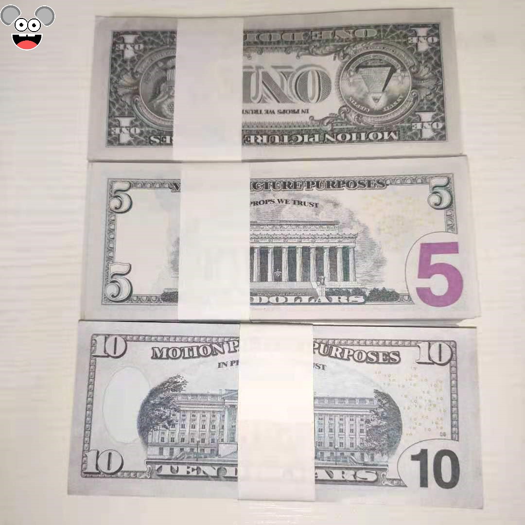 

New US Dollars Fake Paper Movies Prop 1 5 10 20 50 100 Dollars Bank Note Prop Money Party Games Collection Gifts 00