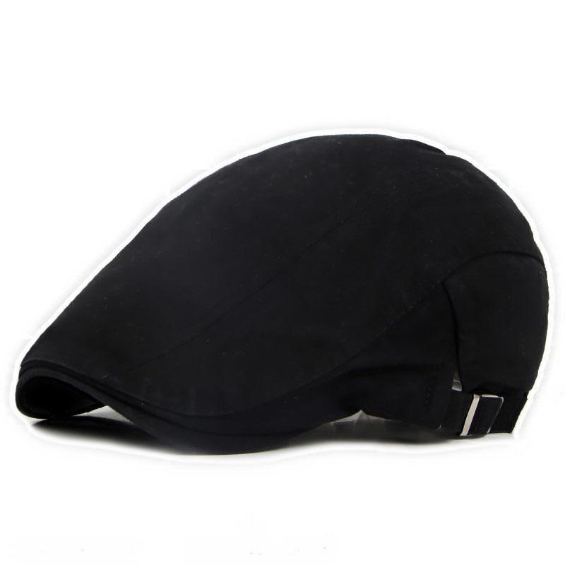 

Men's Cotton Gatsby Casual Solid Cap Golf Driving Flat Cabbie Beret Newsboy Hats Cotton Blend  6 Colors, Black