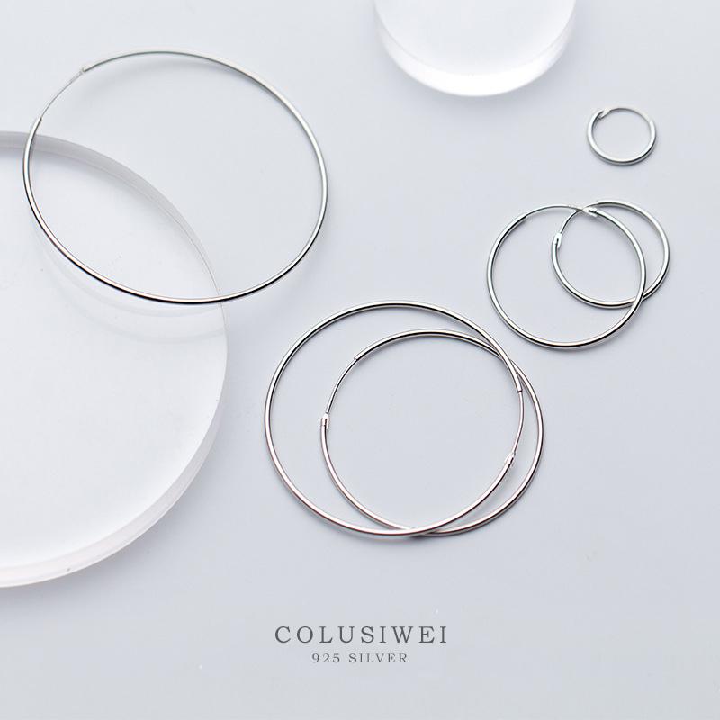 

Colusiwei Classic Collection Real 925 Sterling Silver 7 Size Big Circle Hoop Earrings for Women Fashion Earrings Jewelry Gift