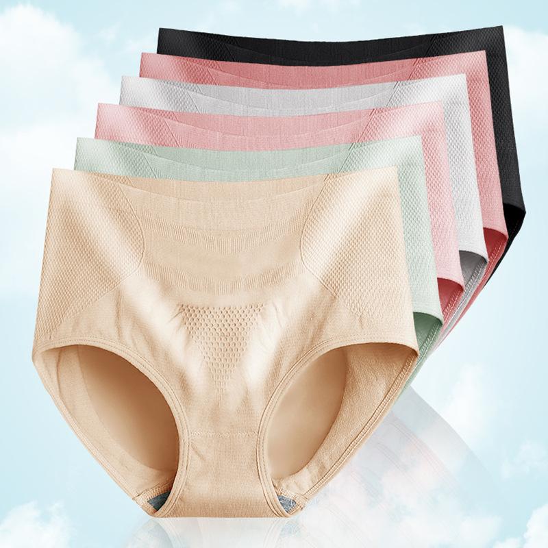 

packaging] new seamless underwear women's body shaping and abdomen closing honeycomb cotton large high waist briefs, See chart