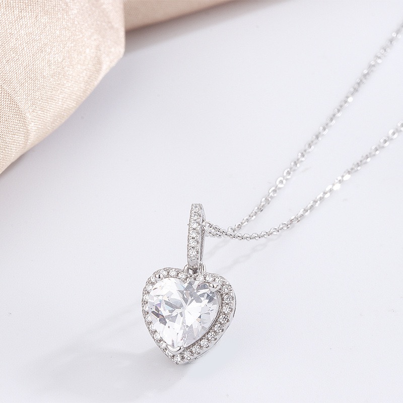 

High quality Austrian crystal diamond love heart pendant necklace fashion class women girls ladies sterling silver element jewelry best gift