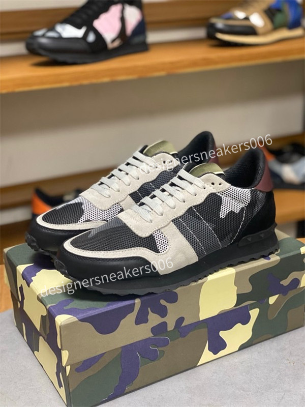 

2021 Mens Camouflage shoes fashion luxury designer sneakers Genuine Leather stud Rivet Sneaker Rubber bottoms Top quality Dress Shoes size38-46, 02