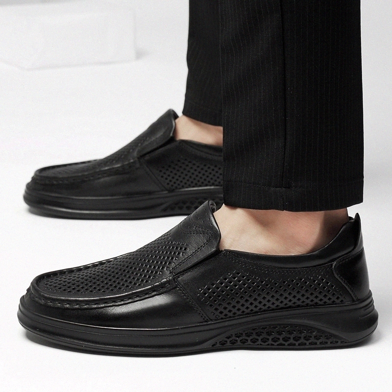 

Men's Shoes genuine Leather Summer Casual Shoe Male Loafers hollow out Mans Loafers Flats Moccasin Soft Breathable shoes men #X92w