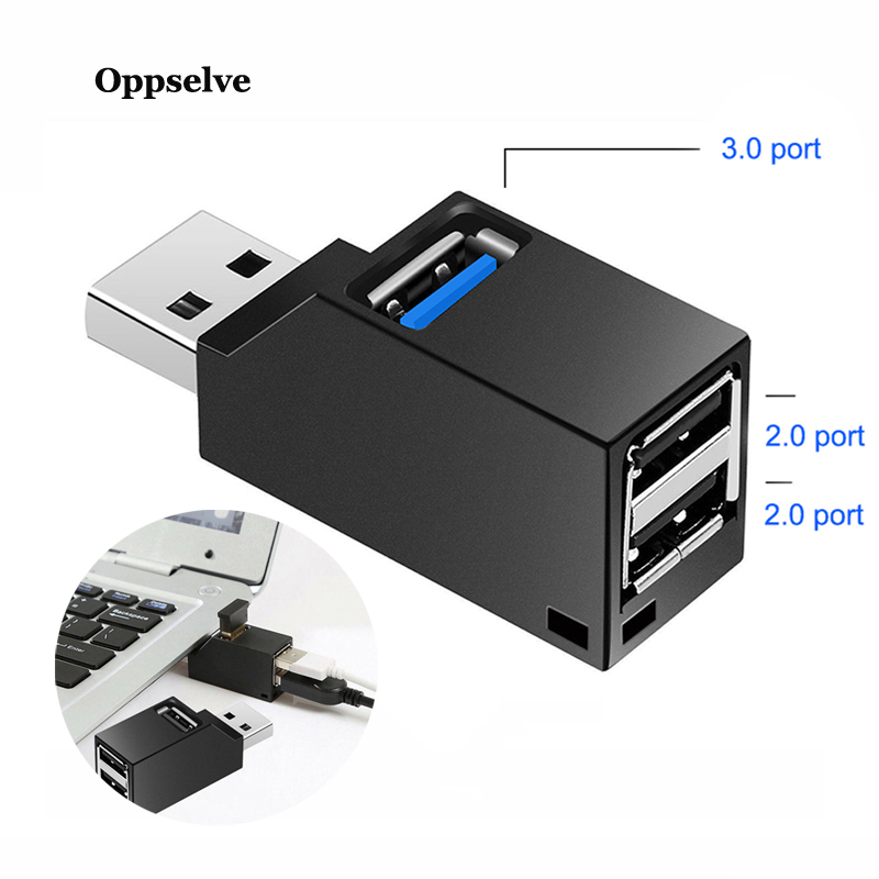 

Oppselve USB 3.0 HUB Adapter Extender Mini Splitter Box 3 Ports For Laptop iPad PC High Speed U Disk Reader For