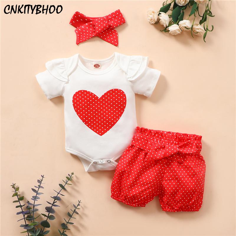 

2021 Summer Baby Girl Clothes Set My First Day Short Sleeve Romper Top Shorts 3Pcs Suit Clothes Newborn Toddler Girl Romper Set, Purple floral