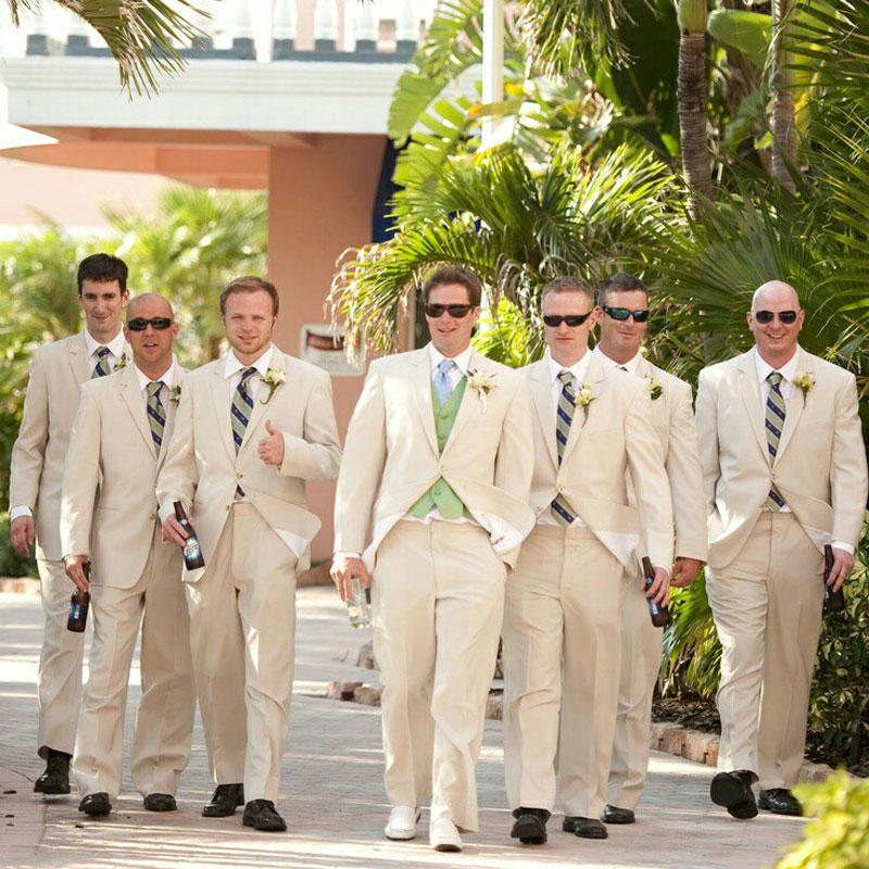 

Beige Suits for Wedding Tuxedos Groomsmen Outfit Best Man Blazer 2Piece trajes de hombre Terno Masculino, Gray