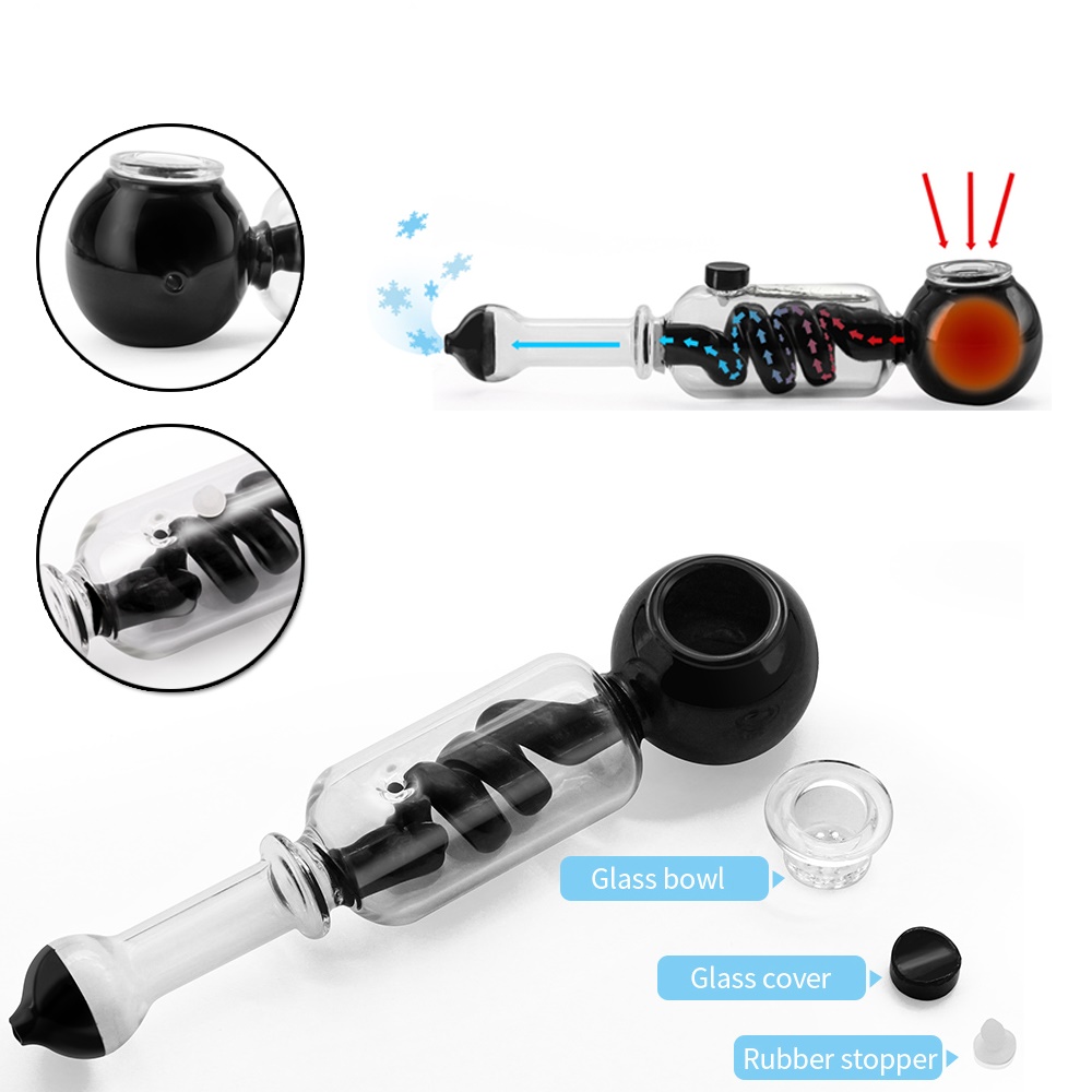 

High Tech Glass Bong Pipe for Smoking Built-in Twisty Spiral Transparent High-borosilicate Dry Burning Herb Tobacco Smoking Pipes With Removable Bowl Bongs