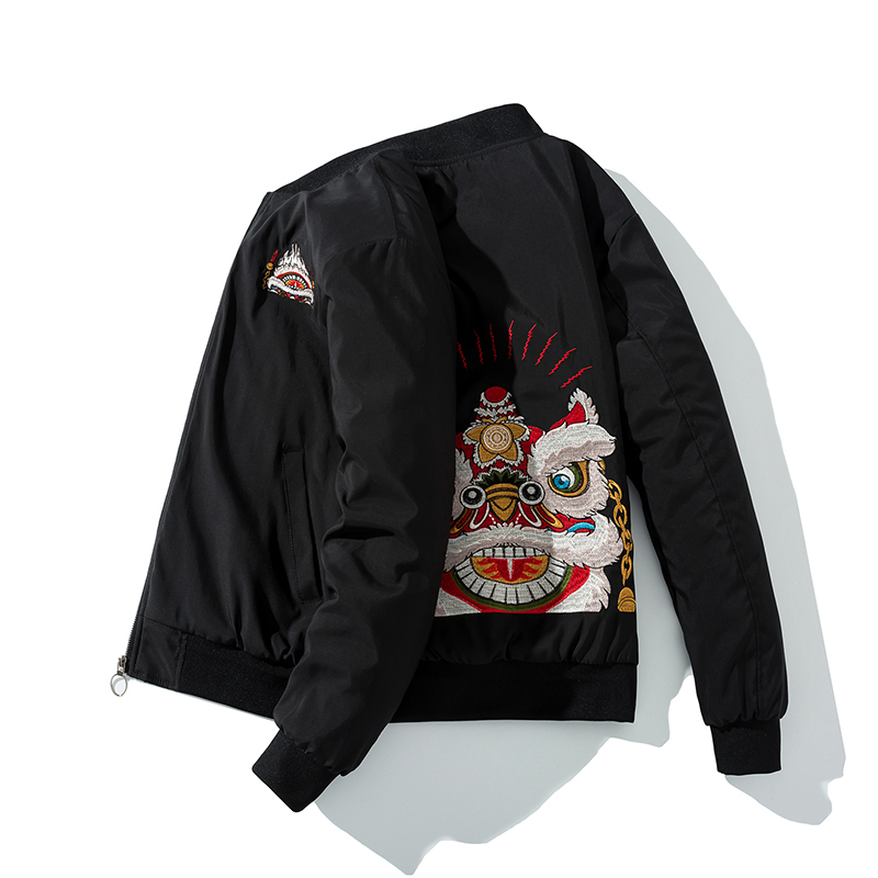 

2021 New Winter Men of Chinese Embroidery Women Lion Casual Baseball Jacket Retro Streetwear Hot Outerwear Male Bs5m L9E6, Armygreen c179