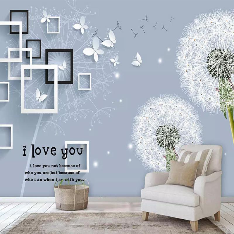 

Customize Any Size Mural Modern Dandelion Butterfly 3D Wallpaper Living Room Bedroom Background Wall Decoration 3D Wall Cloth, As pic