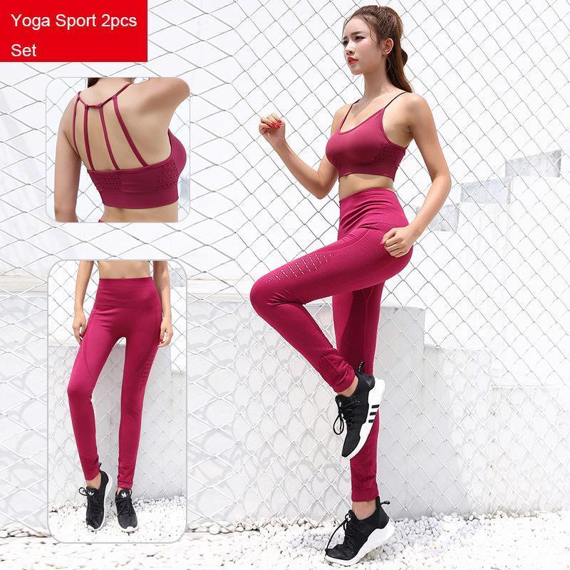 

2PCS Seamless Women Yoga Set Workout Sportswear Gym Clothing Fitness Long Sleeve Crop Top High Waist Leggings Sports Suits1, Black